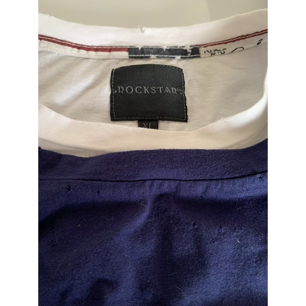 ROCKSTAR‎ Sushi Men's Size XL Distressed Blue Double Layer L/S Grunge Streetwear - Picture 6 of 10